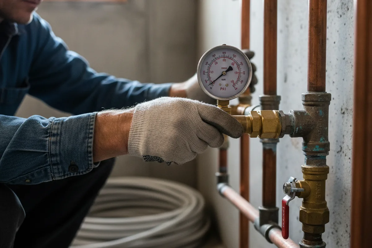 Pressure testing a repaired line during Water Line Repair in Canton